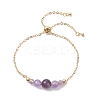 Round Natural Amethyst Beaded Bracelats BJEW-JB12806-02-2