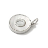 Brass Pave Natural Shell Flat Round with Letter Charms KK-Z115-13P-O-2