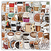 50Pcs Coffee PVC Stickers PW-WG50366-01-1