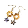 Star Natural Amber & Abalone Shell/Paua Shell Dangle Earrings EJEW-JE07358-01-4