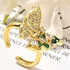 Rack Plating Brass Micro Pave Cubic Zirconia Cuff Finger Rings for Women RJEW-M028-25G-07-5