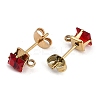 Ion Plating(IP) 304 Stainless Steel Cubic Zirconia Stud Earring Findings STAS-P373-06B-3
