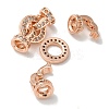 Brass Clear Cubic Zirconia Fold Over Clasps KK-Q019-07RG-2