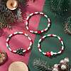 3Pcs 3 Styles Christmas Glass Seed & Handmade Lampwork Beads Stretch Bracelets for Women BJEW-MZ00197-1