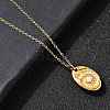 304 Stainless Steel Oval with Shell Shape Pendant Necklaces for Women NJEW-Z091-12G-1