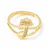 Clear Cubic Zirconia Initial Letter with Crown Adjustable Ring RJEW-M139-17T-2