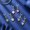 Natural Mixed Gemstone Heart & Bowknot Drop Earrings EJEW-JE05388-4