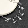 304 Stainless Steel Textured Link Bar Butterfly Charm Tassel Necklaces NJEW-R023-03P-3
