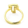 Mixed Color Enamel Initial Letter Adjustable Ring with Clear Cubic Zirconia RJEW-P045-01G-T-3