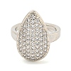 Real Platinum Plated Brass Micro Pave Clear Cubic Zirconia Cuff Rings RJEW-L113-018P-03-2