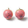 Enamel Half Round Stud Earrings EJEW-P229-01G-07-1