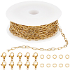 10M Ion Plating(IP) 304 Stainless Steel Paperclip Chains wih 50Pcs Open Jump Rings with 20Pcs  Lobster Claw Clasps FIND-SC0012-56A-1