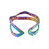 304 Stainless Steel Criss Cross Cuff Ring RJEW-N038-098-3