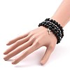 4Pcs 4 Style Natural Eyeless Obsidian & Lava Rock Beaded Bracelets Set BJEW-JB09085-7