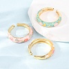 Brass Enamel Cuff Open Rings RJEW-P183-05G-M-4