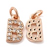 Brass Micro Pave Grade AAA Cubic Zirconia Charms ZIRC-P067-11RG-B-NR-2