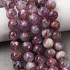 Natural Lepidolite/Purple Mica Stone Beads Strands G-B133-A01-8MM-7