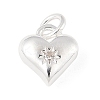 925 Sterling Silver Micro Pave Clear Cubic Zirconia Heart Charms STER-R013-15S-1
