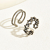 2Pcs 2 Style Brass Open Cuff Rings Set LD0059-2