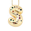 Brass Micro Pave Cubic Zirconia Letter Pendant Necklaces LS-KK-Z069-01G-S-1