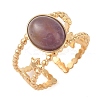 Oval Natural Amethyst Finger Rings RJEW-Z057-11G-04-1