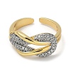 Rack Plating Brass Micro Pave Cubic Zirconia Cuff Finger Rings for Women RJEW-C114-16G-G-2