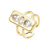 Cubic Zirconia Rectangle Open Cuff Ring RJEW-N037-015-01LG-3