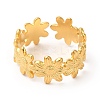 Ion Plating(IP) 304 Stainless Steel Sunflower Open Cuff Ring for Women RJEW-E063-08G-2