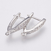 Brass Micro Pave Cubic Zirconia Hoop Earring Findings with Latch Back Closure ZIRC-K075-30P-1
