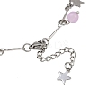 3Pcs 3 Colors 201 Stainless Steel Moon Star & Natural Dyed Malaysia Jade Round Charm Brass Bar Link Chain Anklets AJEW-AN00732-7