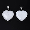 Heart Natural White Jade Pendants G-Q438-01-3