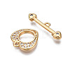 Brass Micro Pave Clear Cubic Zirconia Toggle Clasps X-KK-Q278-005-NF-4