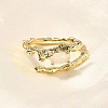 Oval Brass Cat Eye Cuff Rings for Women RJEW-U042-01G-01-1