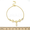 Brass Micro Pave Clear Cubic Zirconia Charm Bracelets for Women BJEW-C083-01A-G-5