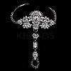 Fashion Alloy & Acrylic Rhinestone Flower Toe Ring Anklets for Beach Party WGAEED0-01-1