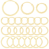 24Pcs 3 Styles Brass Textured Hoop Earrings EJEW-SC0010-89G-1