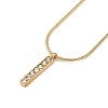 PVD Vacuum Plating 304 Stainless Steel Crystal Rhinestone Rectangle Pendant Round Snake Chain Necklaces for Women NJEW-Z044-06G-1