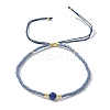 Adjustable Natural Lapis Lazuli Braided Bead Bracelets BJEW-F391-A10-8