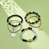 5Pcs 5 Style Natural Lava Rock & Natural Quartz & Synthetic Hematite Stretch Bracelets Set BJEW-JB08739-2
