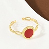 Oval 304 Stainless Steel Enamel Cuff Rings for Women RJEW-G355-01G-02-2