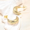 Brass Micro Pave Clear Cubic Zirconia Stud Earrings for Women EJEW-U056-03G-3