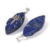 Dyed Natural Lapis Lazuli Gold Sun Pattern Pendants G-L524-14P-06-2