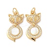 Brass Micro Pave Clear Cubic Zirconia Pendants KK-B083-34C-G-1