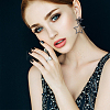 6 Pairs 6 Colors Alloy Hollow Star Dangle Stud Earrings with Rhinestone for Women EJEW-FI0001-87-5