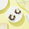 Natural Rhodochrosite Chips Braided Hoop Earrings EJEW-JE04940-12-3
