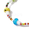 3mm Round Glass Seed Beads & Mushroom Handmade Lampwork Stretch Bracelets for Women BJEW-TA00523-3