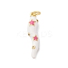 Brass Micro Pave Cubic Zirconia & Enamel Pendants KK-Q098-35G-B-1