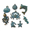 16Pcs 8 Styles Tibetan Style Alloy Pendants PALLOY-FP0001-03-3