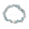 Natural Aquamarine Chips Stretch Bracelets for Women BJEW-JB11343-01-2