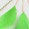 Dyed Feather Iron Snap Hair Clips with Brass Rhinestone Chains and Iron Chains PHAR-R120-06-3